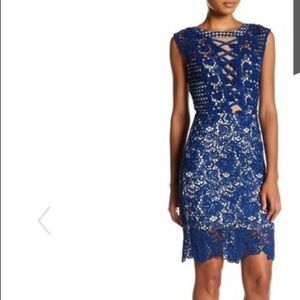 Soieblu Lattice Bust Crochet Lace Dress